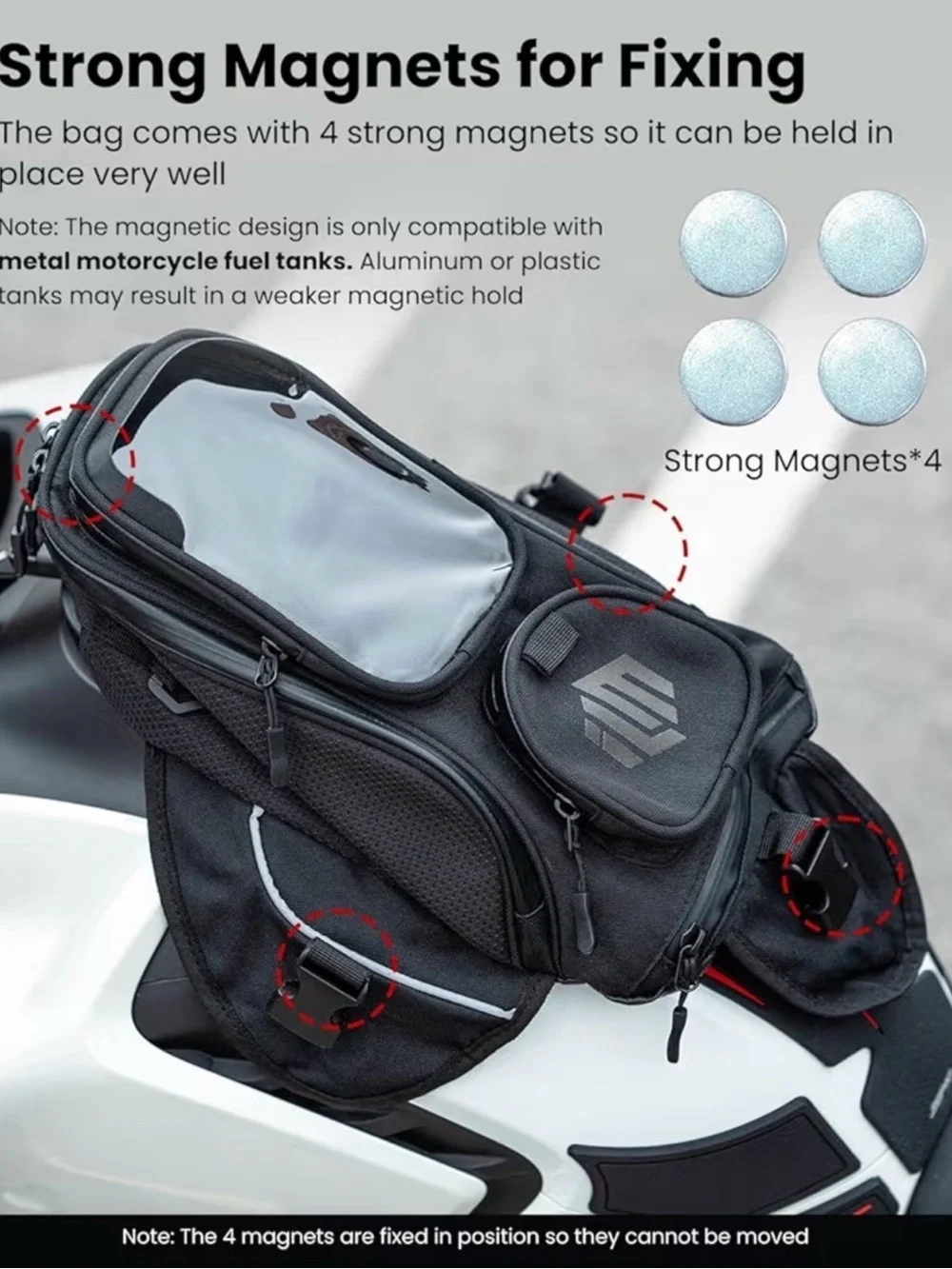 ILM BT01 Magnetic Motorcycle Tank Bag Waterproof Touchscreen Phone Pouch NWT